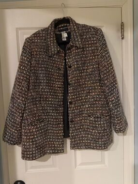 Sag Harbor Black and Pink Tweed Blazer Coat
